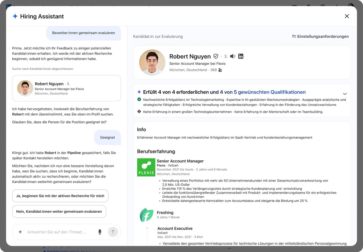 Schneller passende Talente finden: LinkedIn startet Hiring Assistant auf Deutsch presseportal.de
