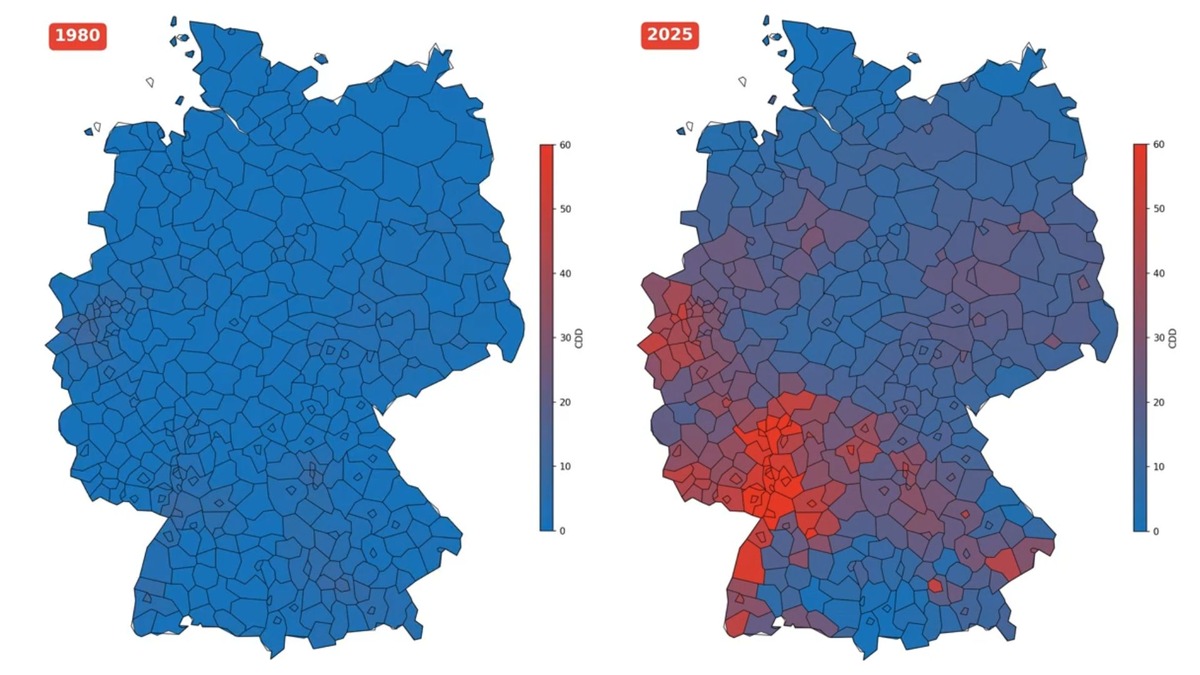 Der Techem Hitzeatlas zeigt Hotspots in Deutschland - hier wird Hitze zur Herausforderung im Gebäude