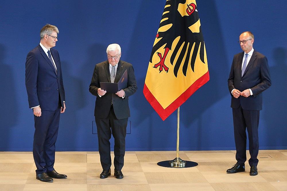 Patrick Schnieder, Frank-Walter Steinmeier, Friedrich Merz am 29.07.2026 via dts Nachrichtenagentur