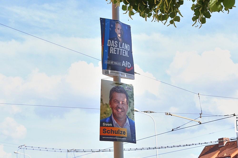 Wahlplakate vor der Landtagswahl in Sachsen-Anhalt am 20.08.2026