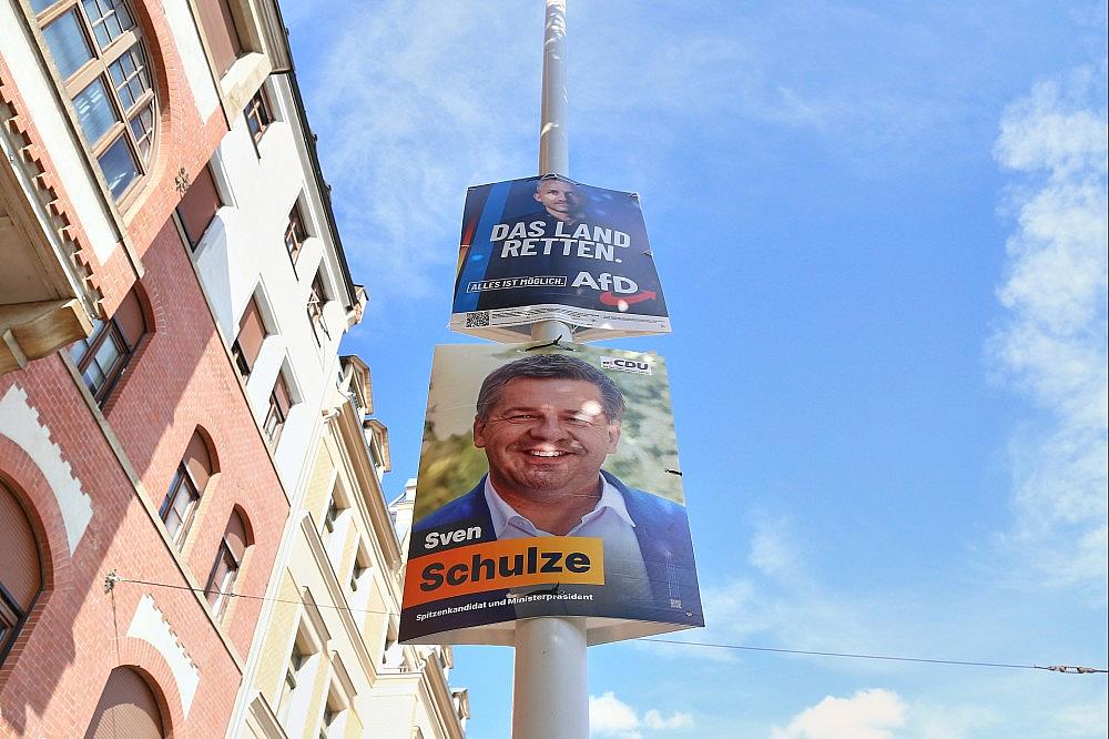 Wahlplakate vor der Landtagswahl in Sachsen-Anhalt am 20.08.2026