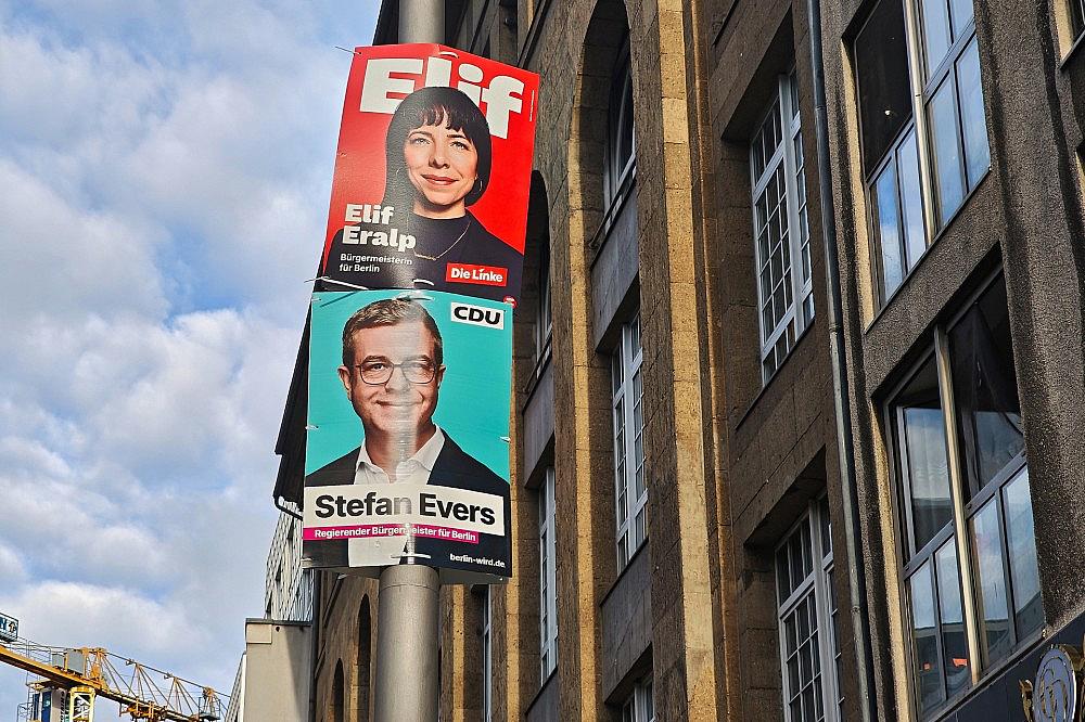 Wahlplakate für die Abgeordnetenhauswahl 2026 mit Elif Eralp und Stefan Evers (Archiv) via dts Nachrichtenagentur