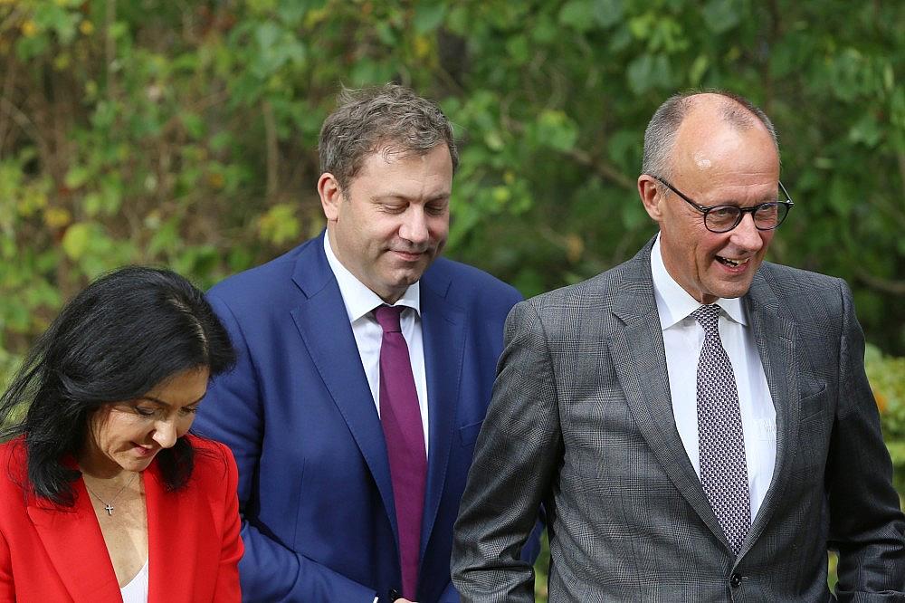 Katherina Reiche, Lars Klingbeil und Friedrich Merz (Archiv) via dts Nachrichtenagentur