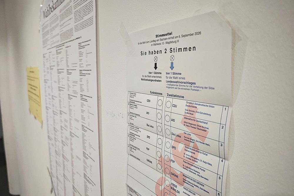 Stimmzettel zur Landtagswahl in Sachsen-Anhalt 2026 am 06.09.2026