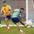 Brasiliens Neymar (r) und Thiago Silva trainieren. - Foto: Andre Penner/AP/dpa
