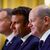Andrzej Duda (l-r, Emmanuel Macron und Olaf Scholz bei der gemeinsamen Pressekonferenz im Élysée-Palast. - Foto: Sarah Meyssonnier/Reuters Pool/AP/dpa