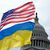 Die US-amerikanische und die ukrainische Flagge wehen vor dem Kapitol in Washington im Wind. Das Pentagon will Kiew bei der Luftverteidigung unterstützen und auch Artilleriemunition liefern. - Foto: Mariam Zuhaib/AP/dpa