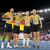 Emil Agyekum, Jean Paul Bredau, Marc Koch und Manuel Sanders (l-r) jubeln nach dem Gewinn der Bronzemedaille. - Foto: Stefano Costantino/AP