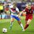 Die englische Spielerin Lucy Bronze - hier im Zweikampf um den Ball mit ihrer walisischen Kontrahentin Ceri Holland - bemerkt selbst Unterschiede ihrer Leistung je nach Zyklusphase. (Archivbild) - Foto: Nick Potts/PA Wire/dpa
