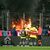 Im Gäste-Block des Kölner Stadions brach am Samstagabend ein Feuer aus. - Foto: Federico Gambarini/dpa