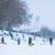 Winterspaß am statt Fußball im Weserstadion: Die jungen Bremer nutzten das Wetter, um vor dem Weserstadion zu rodeln. - Foto: Sina Schuldt/dpa